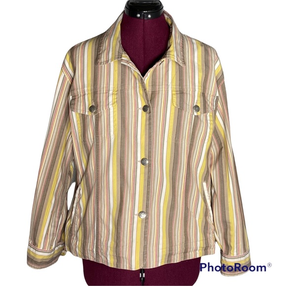 Chico's Striped Stretch Jacket Size L / 12 / Chico’s 2 - Picture 1 of 15
